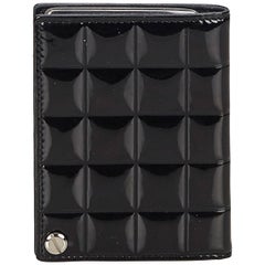 Chanel Black Choco Bar Quilted Patent Leather Card Holder
