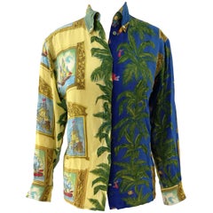 Versace Palms and Sailing Ships Shirt at 1stDibs