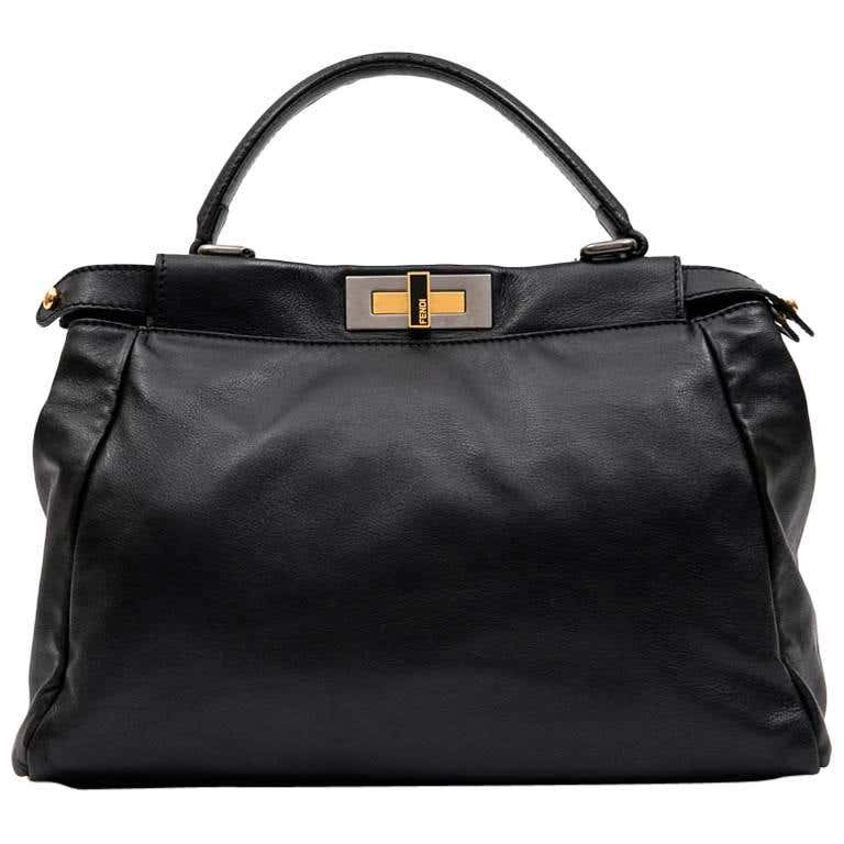 FENDI 'Peekaboo' Bag in Soft Black Leather