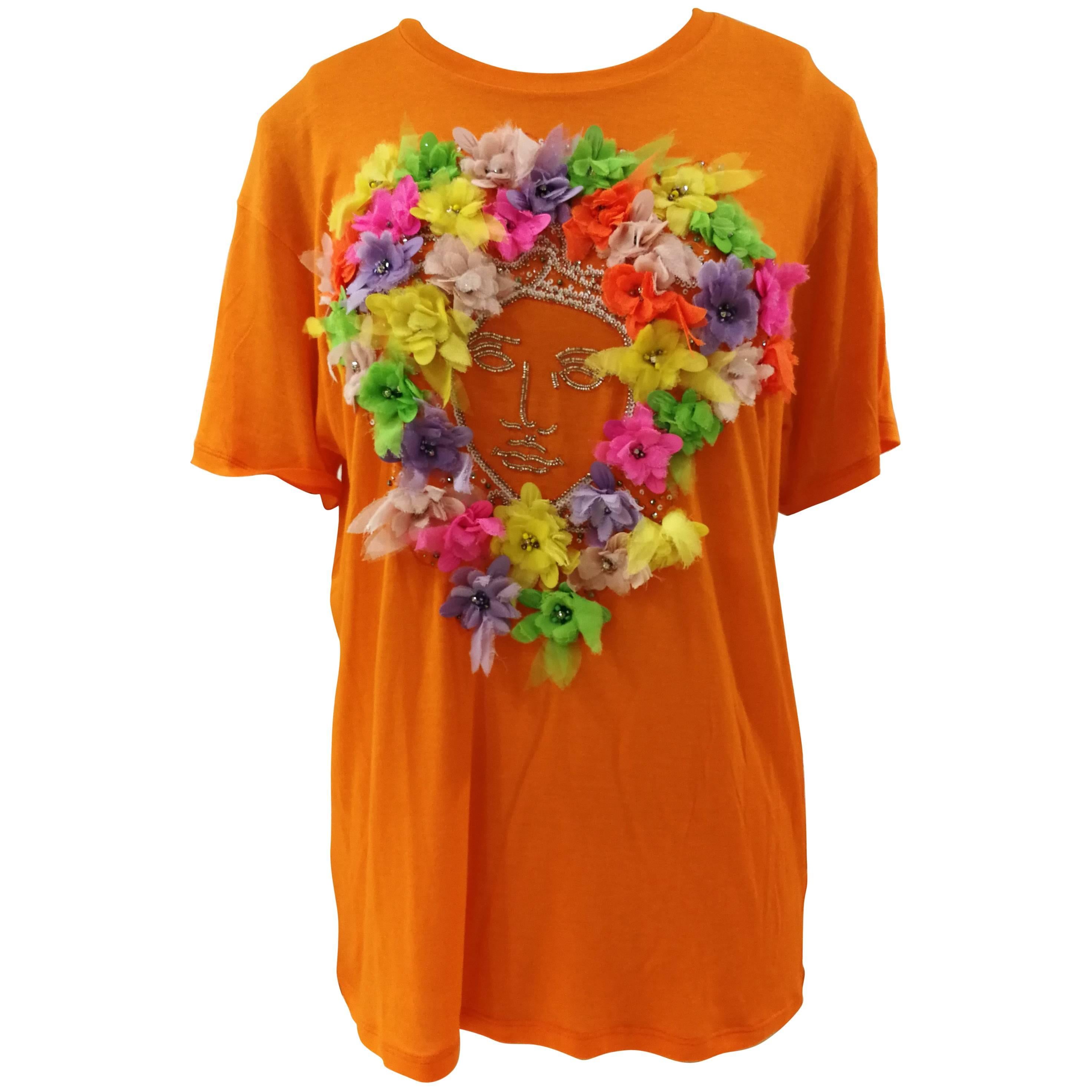 Versace Orange Cotton Logo Shirt