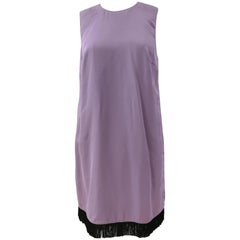 Versace Light Purple Black fringed Silk Dress  