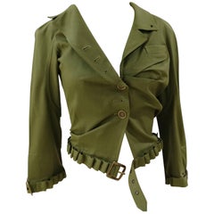John Galliano Asymmetric Green Wool Jacket