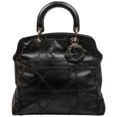 Christian Dior Black Quilted Smooth Lambskin Leather Bag 