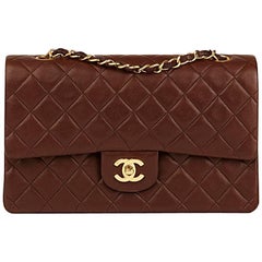 Chanel Chocolate Brown Quilted Vintage Medium Classic Double Flap Bag, 1990