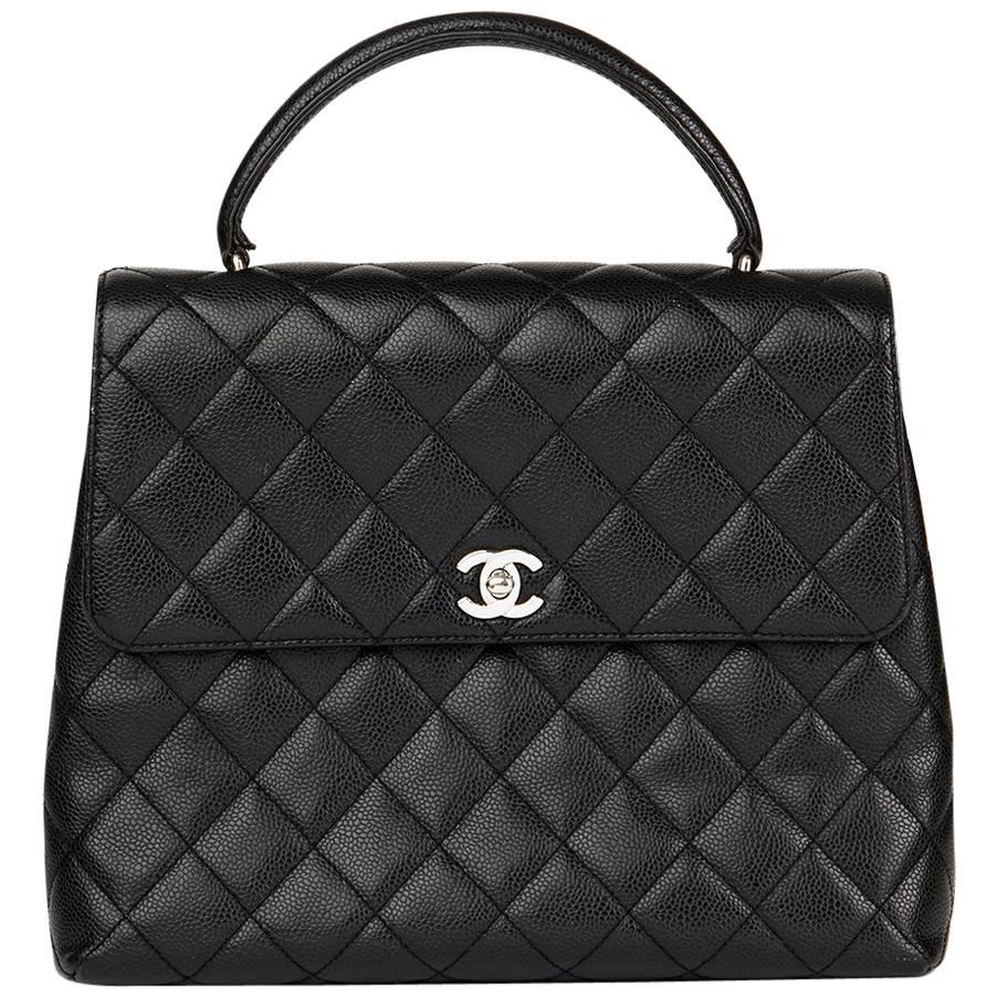 Chanel Black Quilted Caviar Leather Vintage Classic Kelly Bag, 1998  