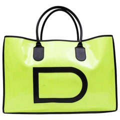 DELVAUX Tote Bag in Yellow Fluorescent Patent Canvas