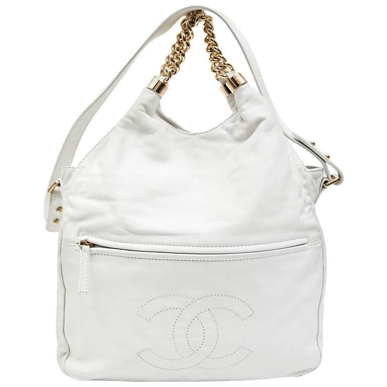 Chanel White Smooth Lamb Leather Bag 