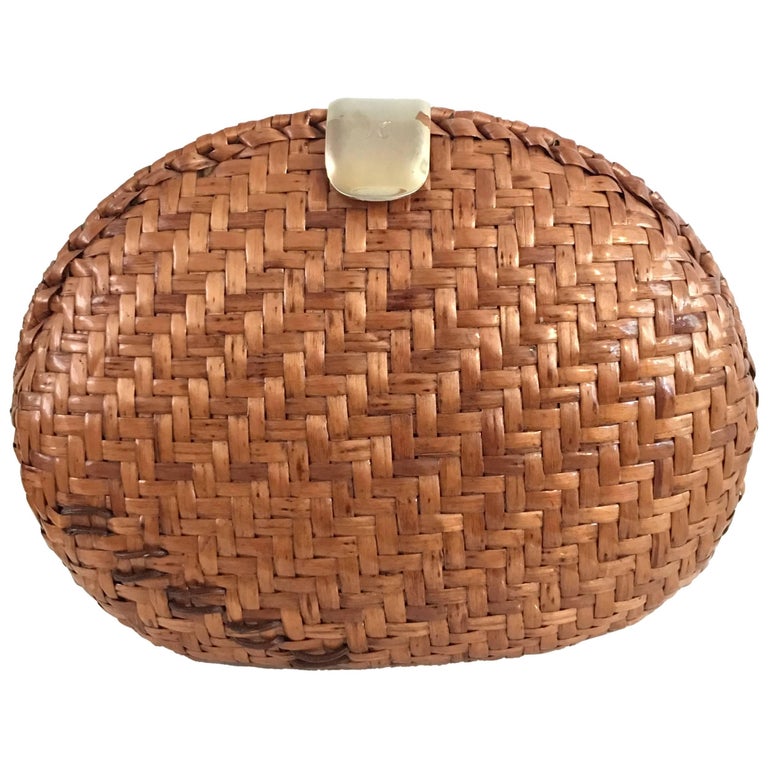Rattan Shoulder Handbag / Clutch made in Italy, 1960s at 1stDibs made