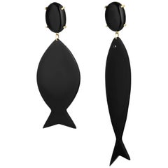 Amlè Fish Black Handcraft Earrings 