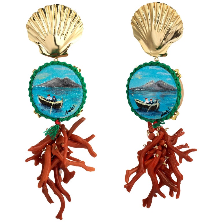 Amlè Vesuvio Handcrafted Pendant Earrings For Sale