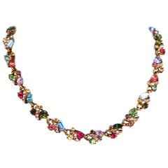 Vintage 1960s Hollycraft Rainbow Rhinestone Necklace