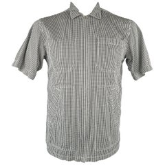 Men's JUNYA WATANABE Size L Black & White Checkered Gingham Cotton Short Sleeve 