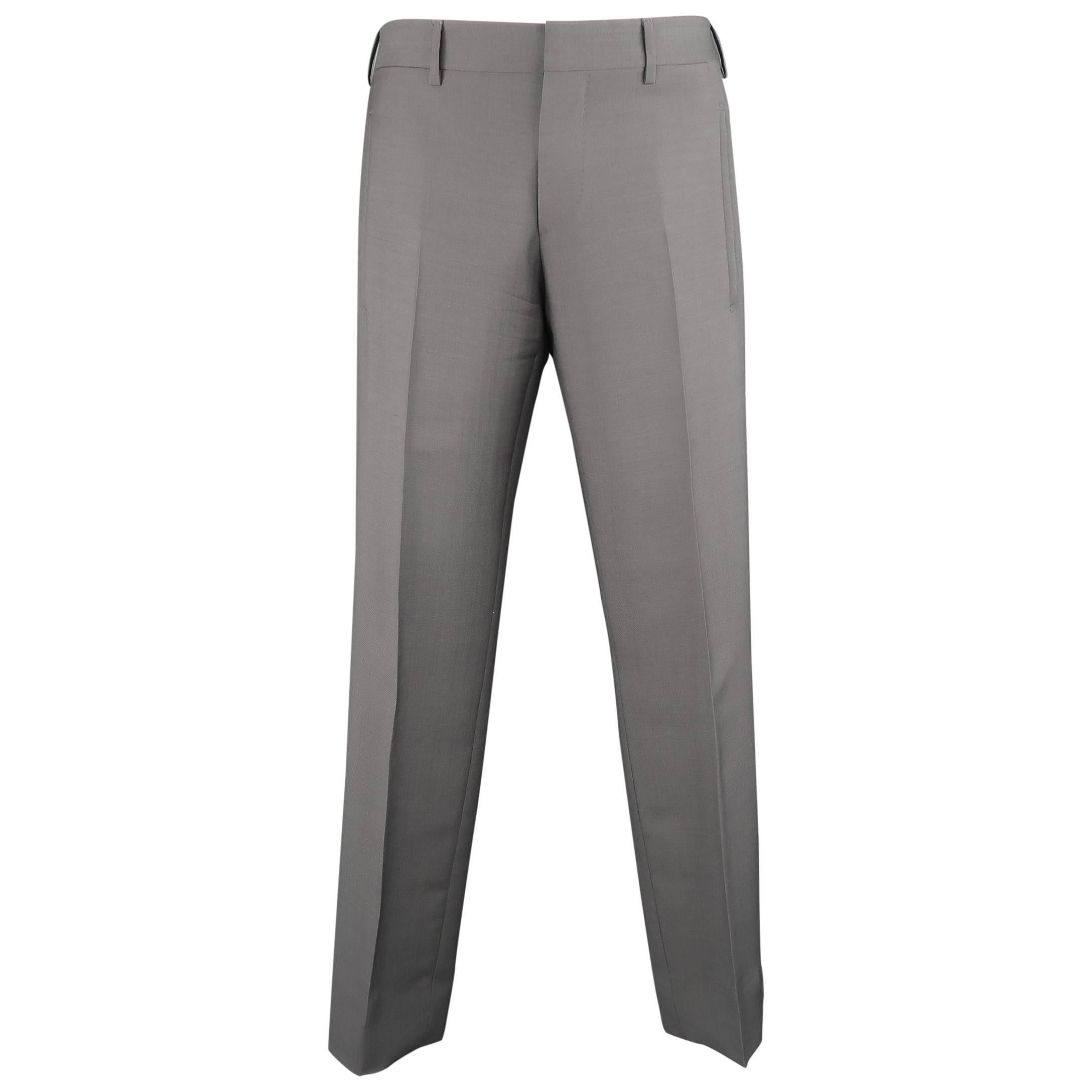Men's PRADA Size 30 Grey Solid Mohair / Wool Dress Pants