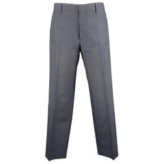 Men's PRADA Size 30 Steel Blue Gray Solid Mohair / Wool Dress Pants