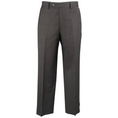 Men's SALVATORE FERRAGAMO Size 31 Dark Gray Solid Wool Flat Front Dress Pants