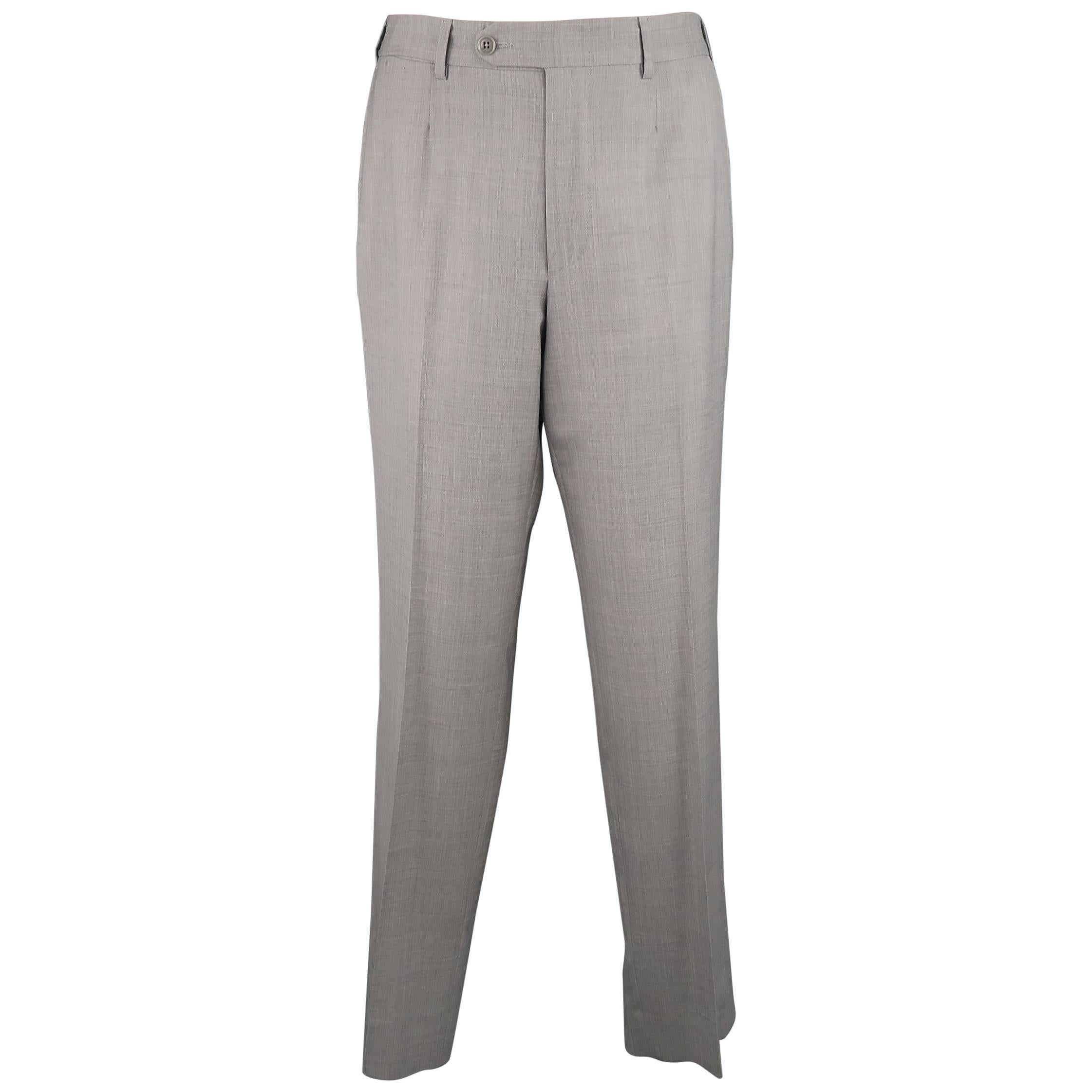 Men's ERMENEGILDO ZEGNA Size 32 Light Gray Wool Flat Front Dress Pants
