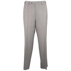 Men's ERMENEGILDO ZEGNA Size 32 Light Gray Wool Flat Front Dress Pants