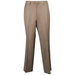 Men's ERMENEGILDO ZEGNA Size 32 Taupe Wool Flat Front Dress Pants