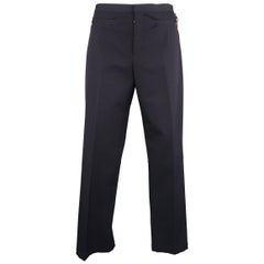 Men's PRADA Size 32 Navy Solid Stretch Nylon Zip Velcro Pocket Dress Pants