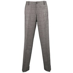 Men's PAUL SMITH Size 32 Light Grey Glenplaid Wool Flat Front Dress Pants
