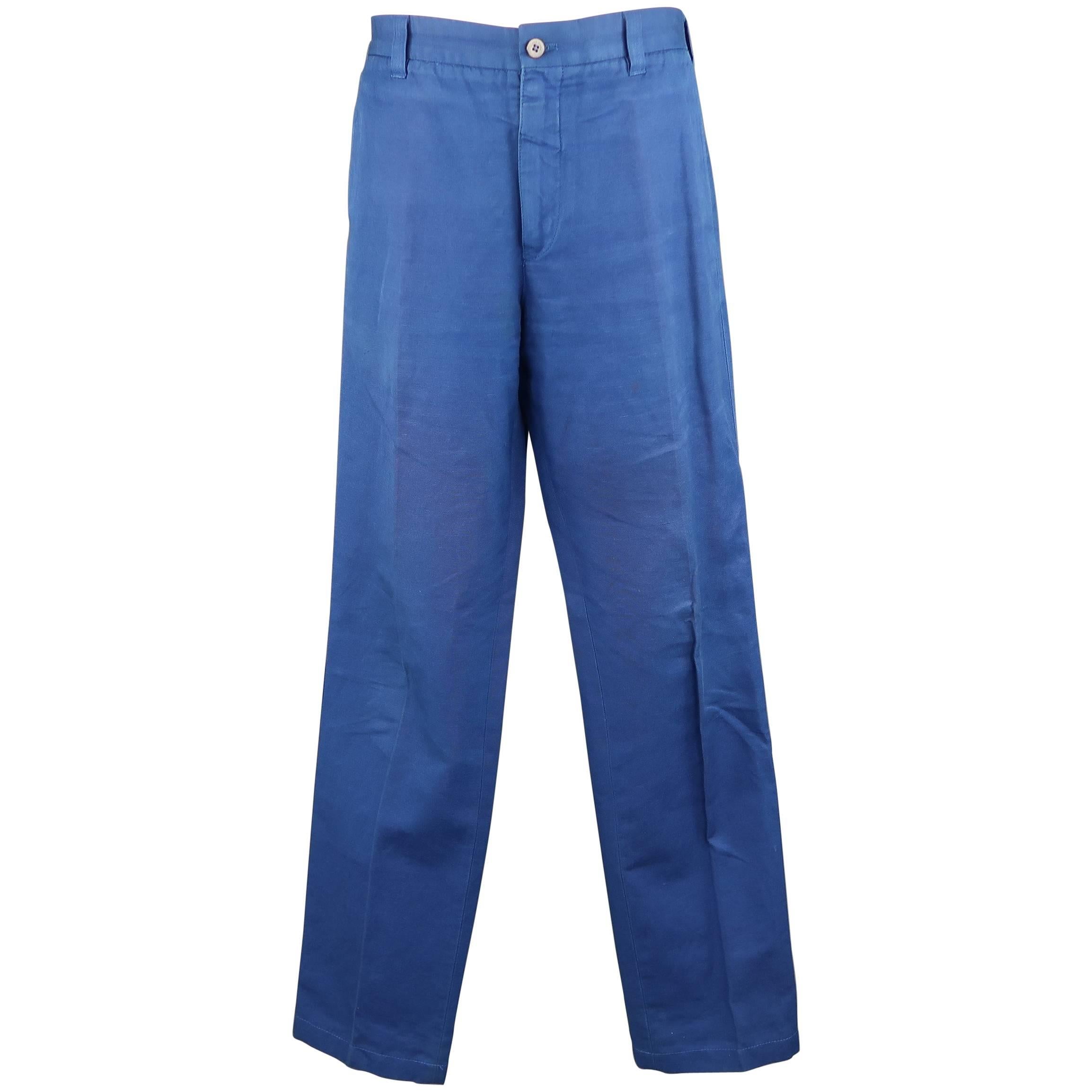 Men's LORO PIANA Size 34 Royal Blue Cotton Chino Pants