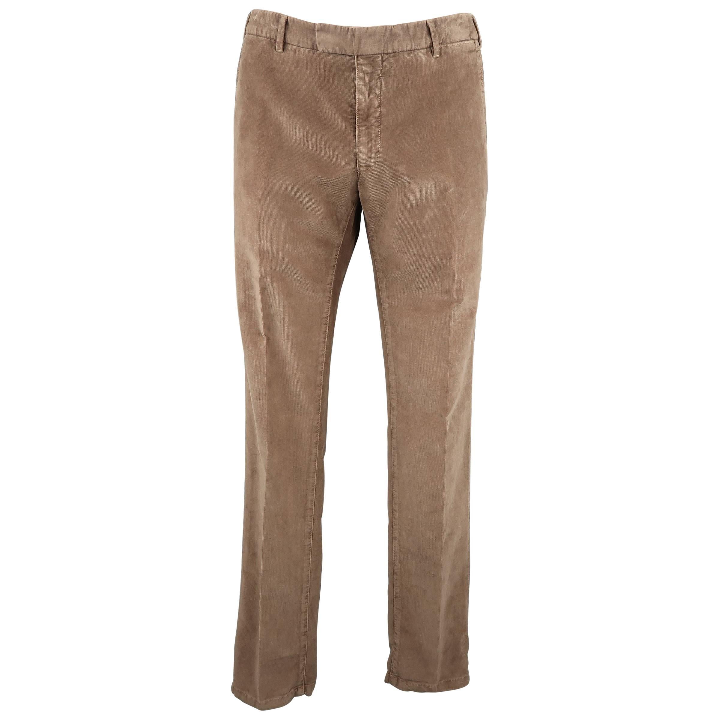 Men's BOGLIOLI Size 34 Tan Textured Corduroy Dress Pants