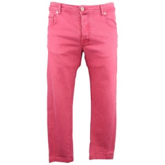 Men's KITON Size 34 Pink Washed Denim Button Fly Slim Jeans