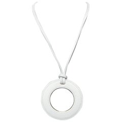 Hermes White Leather Loupe necklace 