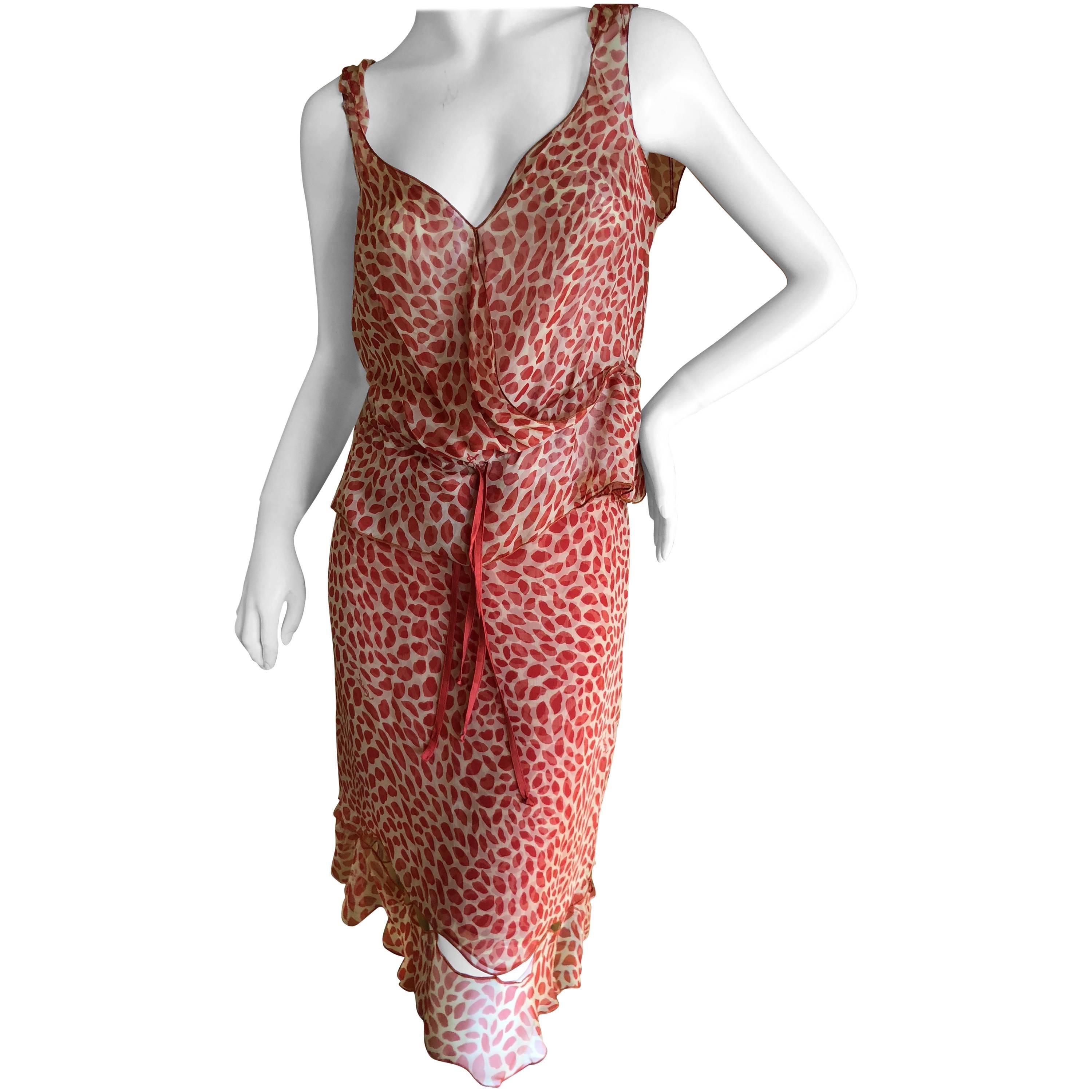 Yves Saint Laurent by Tom Ford Vintage Lips Print Two Piece Silk Dress For Sale