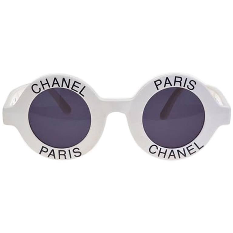 Chanel Logo Frame White Sunglasses