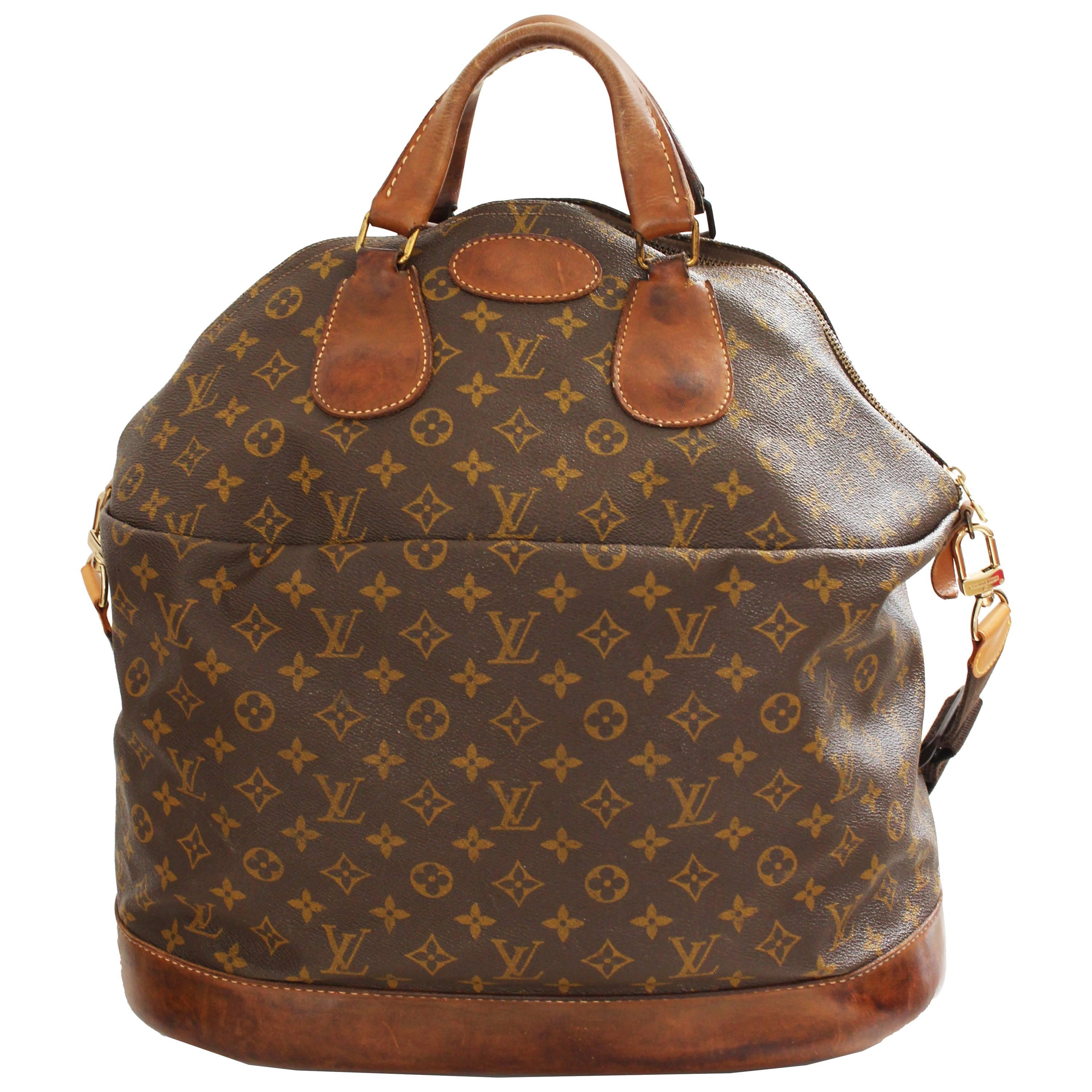 Louis Vuitton Large Steamer Bag Keepall Monogram Travel Tote French Company 70s 