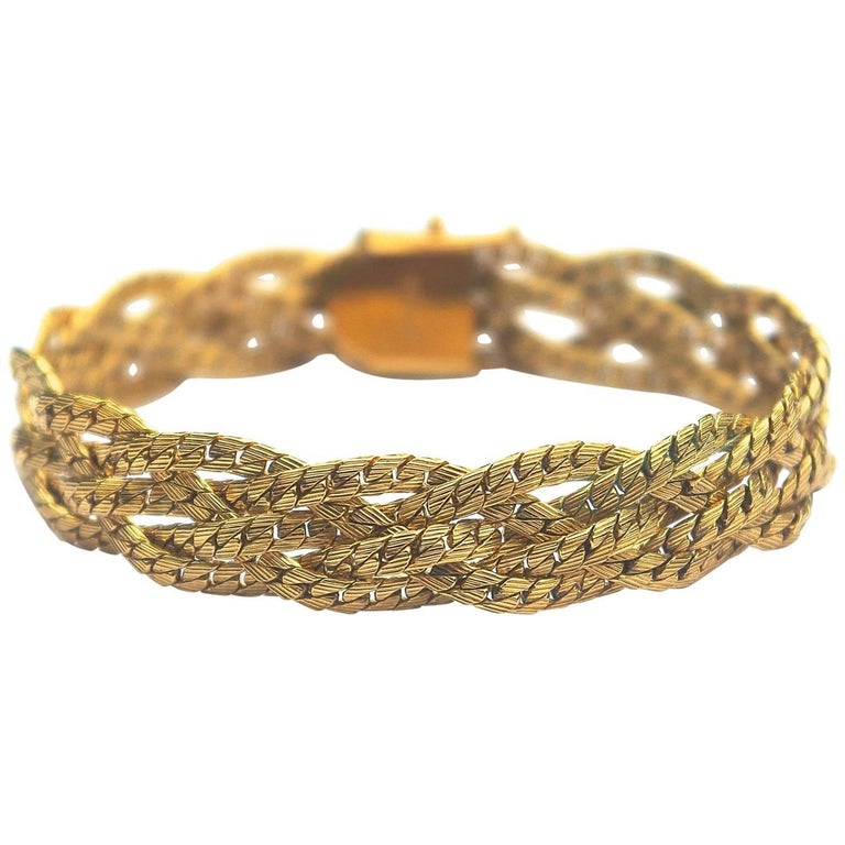 Vintage Krementz Gold Filled Woven Link Bracelet For Sale at 1stdibs