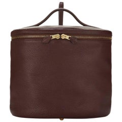 Hermes Brown Leather Vanity Jewelry Travel Storage CarryAll Handle Shoulder Bag