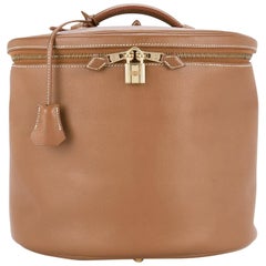Hermes Cognac Leder Eitelkeit Schmuck Reiseaufbewahrung CarryAll Griff Umhängetasche