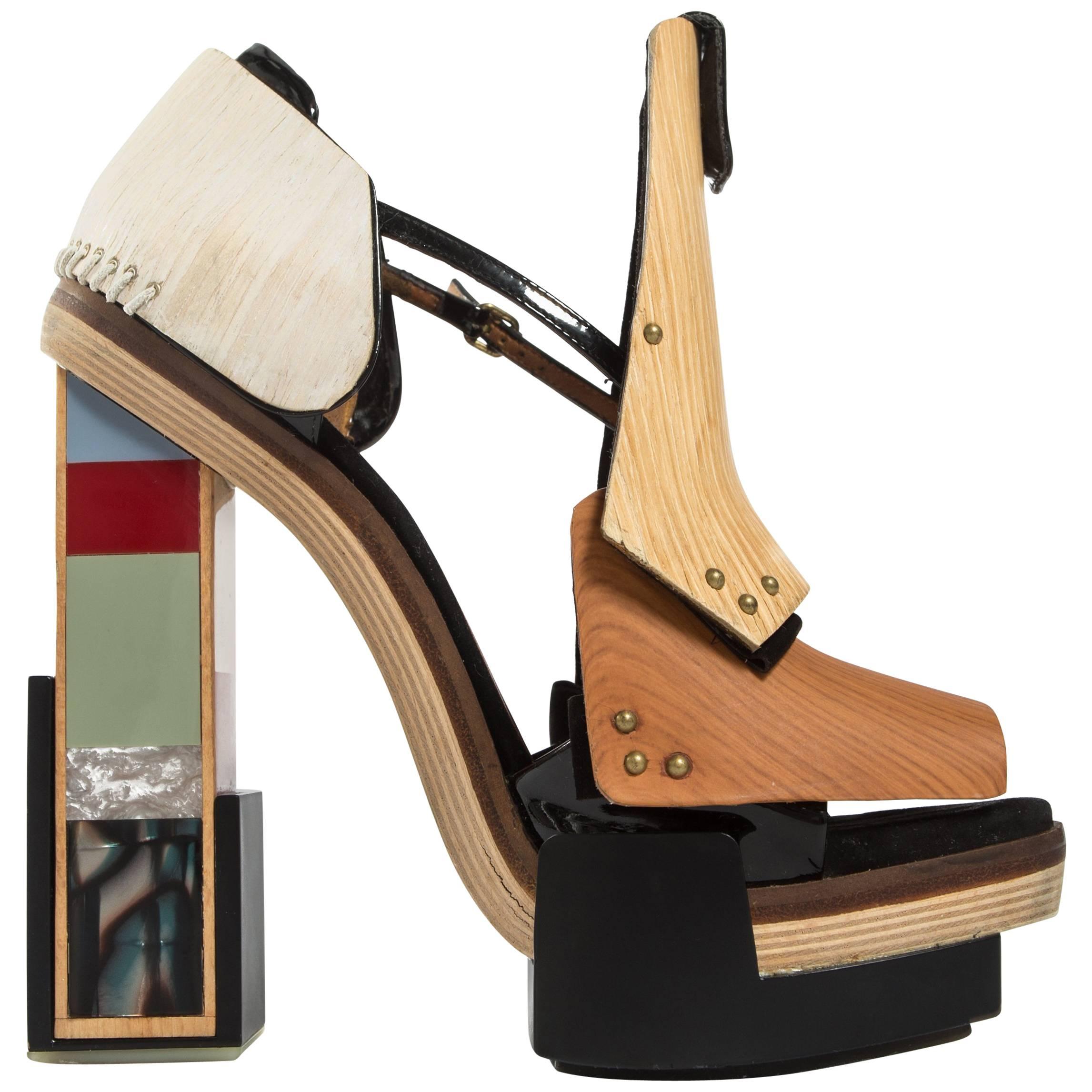 Balenciaga by Nicolas Ghesquière mixed media wooden block heels, A/W 2010