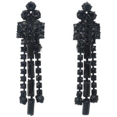 Vintage 1950’s Weiss Black Crystal Earrings