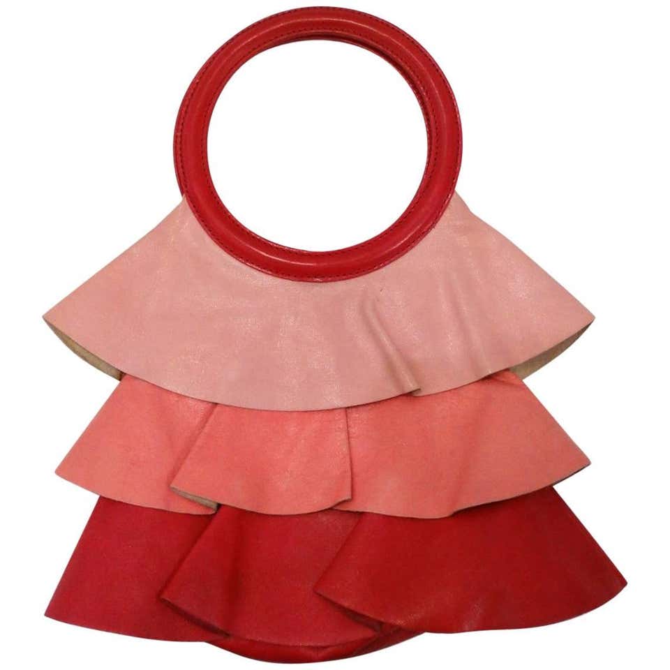 1990s Moschino Ombre Leather Ruffle Handbag at 1stDibs