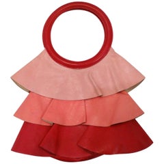 1990s Moschino Ombre Leather Ruffle Handbag