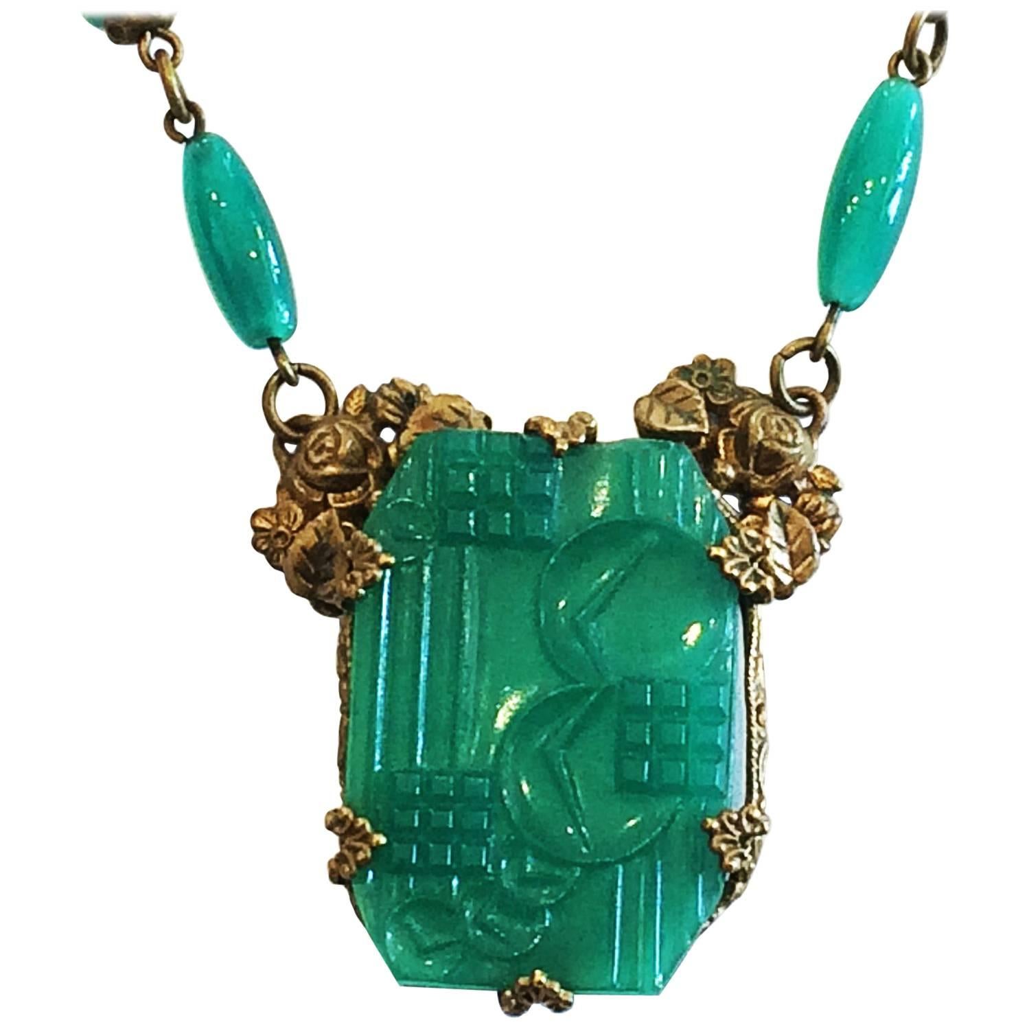 Art Deco Czech Peking glass necklace 