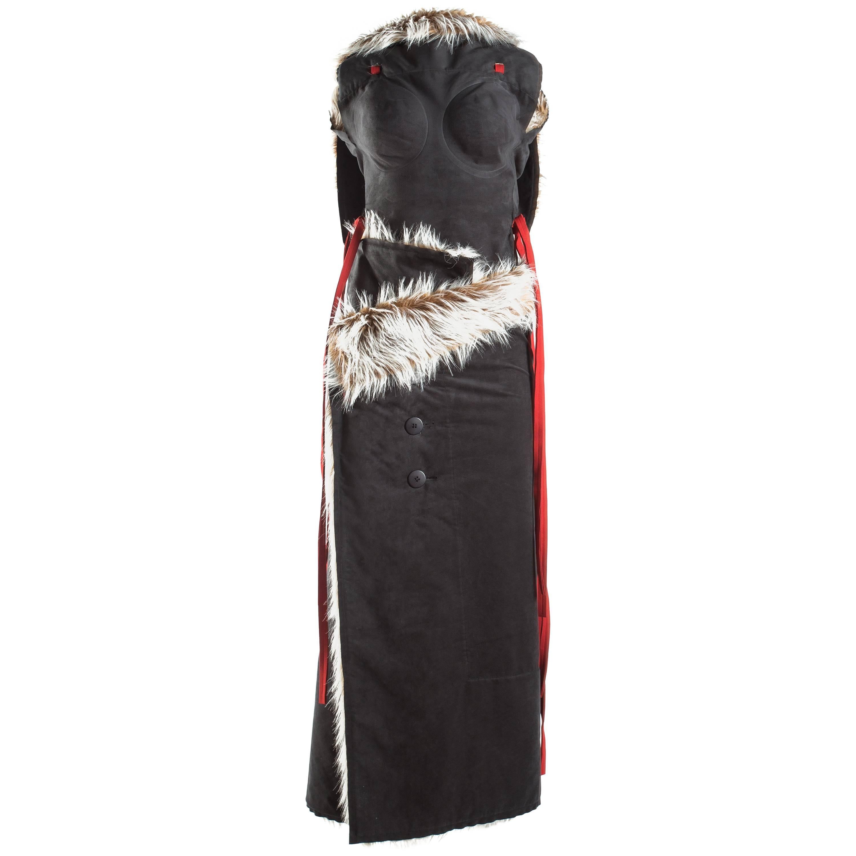 Issey Miyake faux fur vest and skirt ensemble, A/W 2000 For Sale