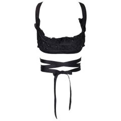 1990's Vivienne Westwood Couture Black Lace Ballet Wrap Bra Crop Top