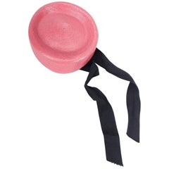 Yves Saint Laurent Straw Tie Pillbox Hat