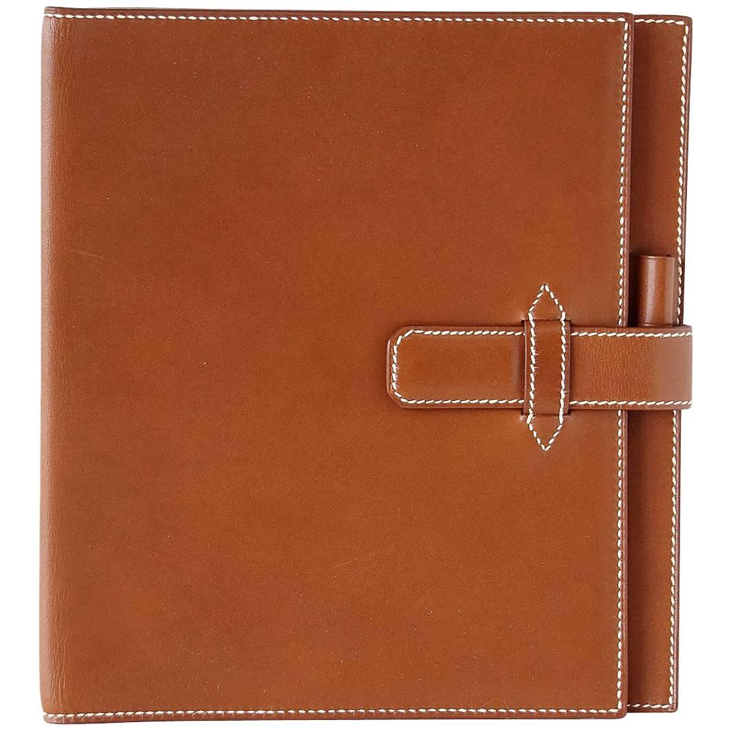 Hermes Barenia Leather White Topstitch Agenda Cover 