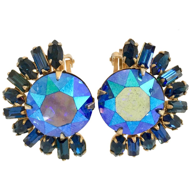 60 S Gold And Austrian Crystal Earrings By Alice Caviness For 60 S Gold Austrian Crystal Earrings By Alice Caviness