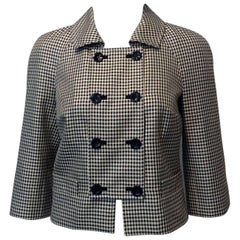 Christian Dior Black And White Checkered Double Breasted Jacket Sz Fr34/Us2