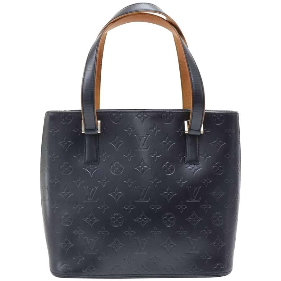 Louis Vuitton Stockton Navy Monogram Matt Leather Shoulder Bag 
