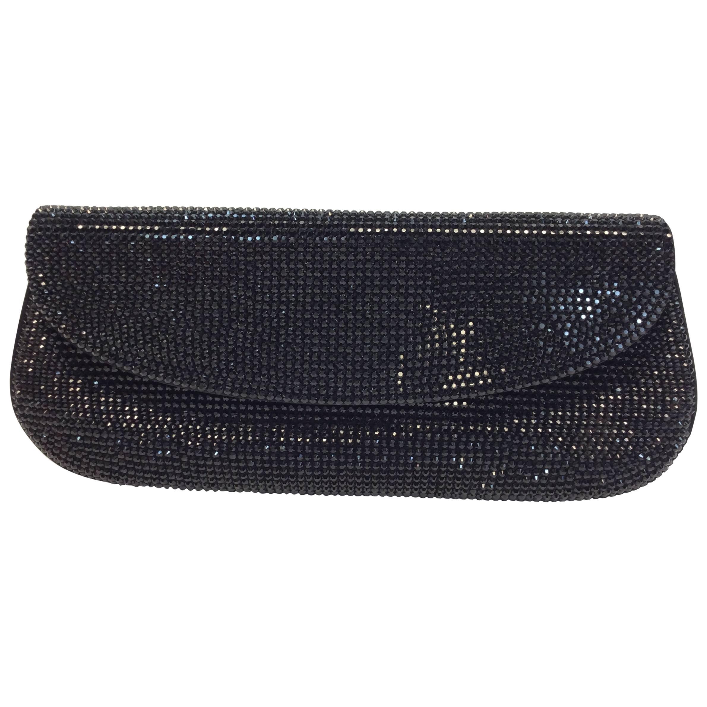 Judith Leiber Black Beaded Clutch For Sale