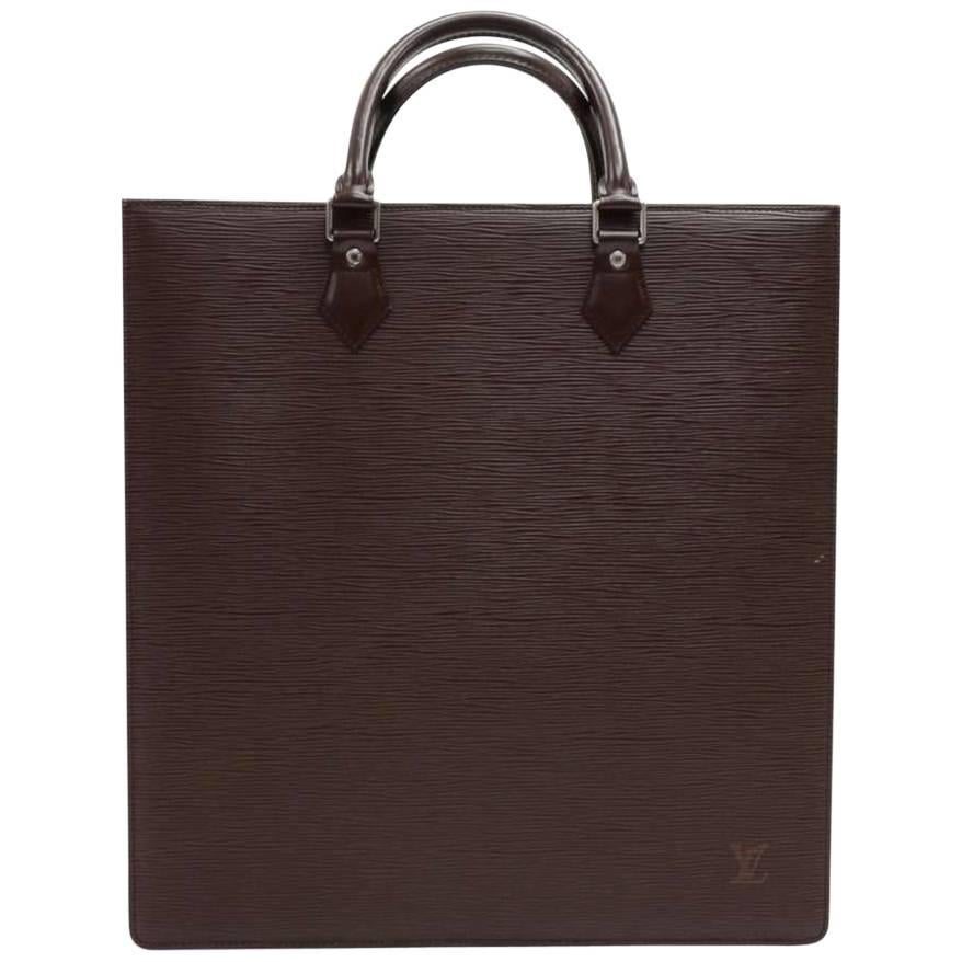 Louis Vuitton Sac Plat Brown Epi Leather Handbag Tote Silver Hardware For Sale