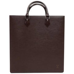 Louis Vuitton Sac Plat Brown Epi Leather Handbag Tote Silver Hardware