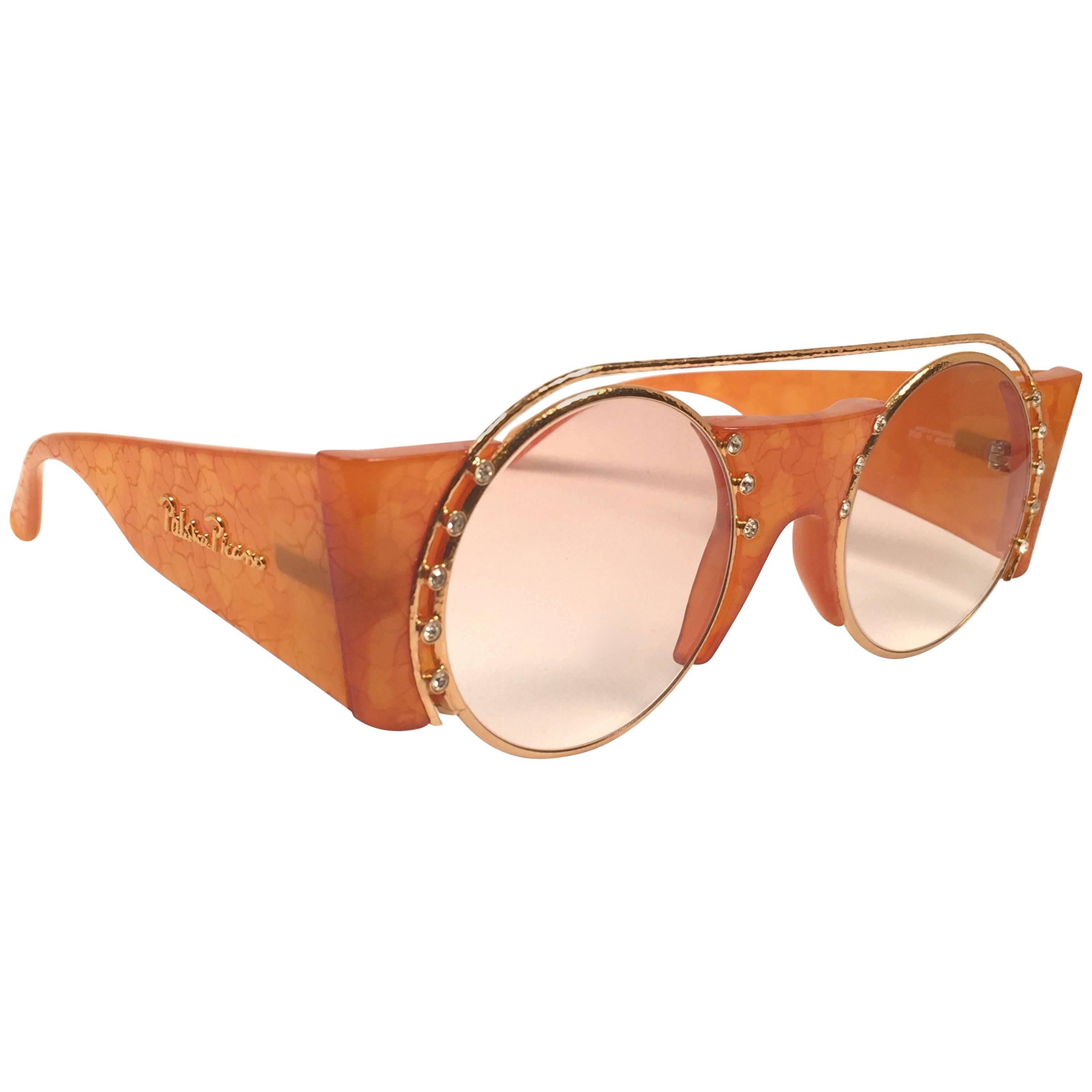 Paloma Picasso Vintage Oval Gold 3729 Lady Gaga Sunglasses Made in Germany 1980 For Sale